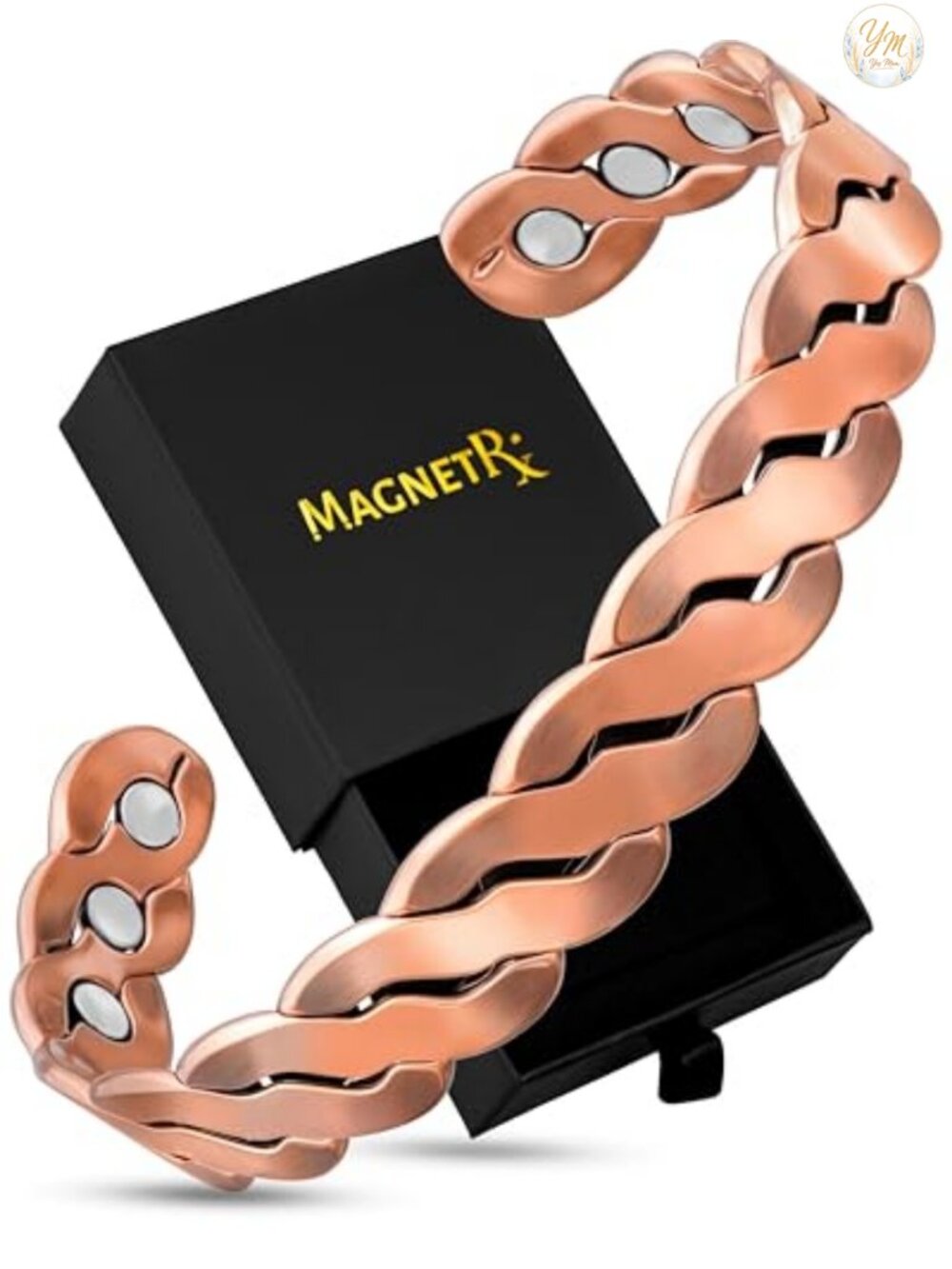 Adjustable Cuff Bangle Bracelet with Neodymium Magnets for Men Women